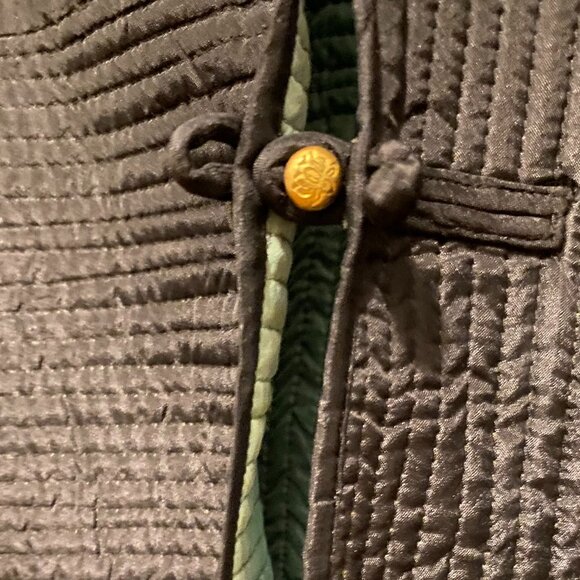 NEW Sam Hilus Classic 100% Silk Reversible Nehru Jacket Women's Black & Teal - Picture 5 of 6